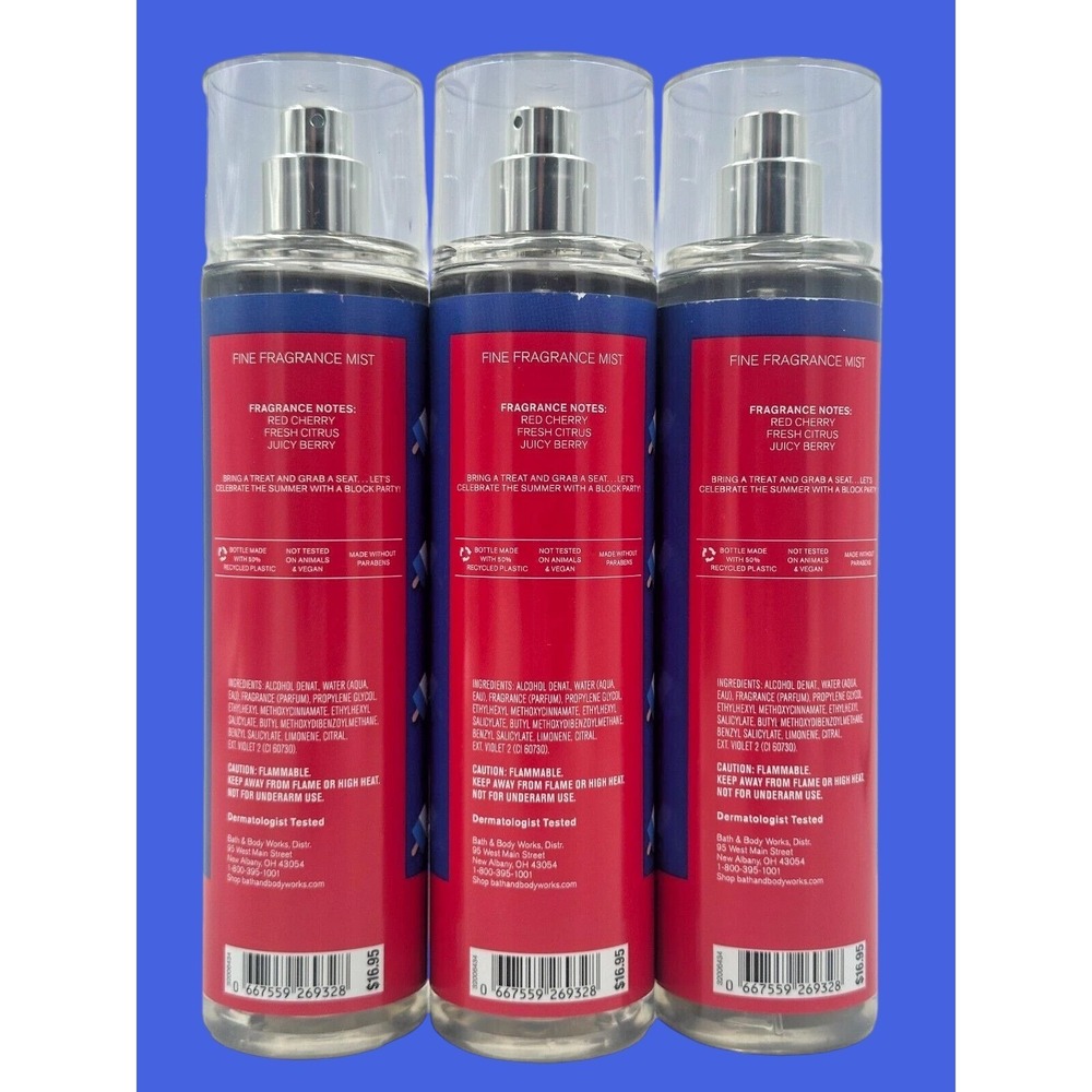 NEW Bath & Body Works Lot of 3 Bottles Firecracker Pop Fragrance Mist Spray 8 oz - Picture 2 of 2